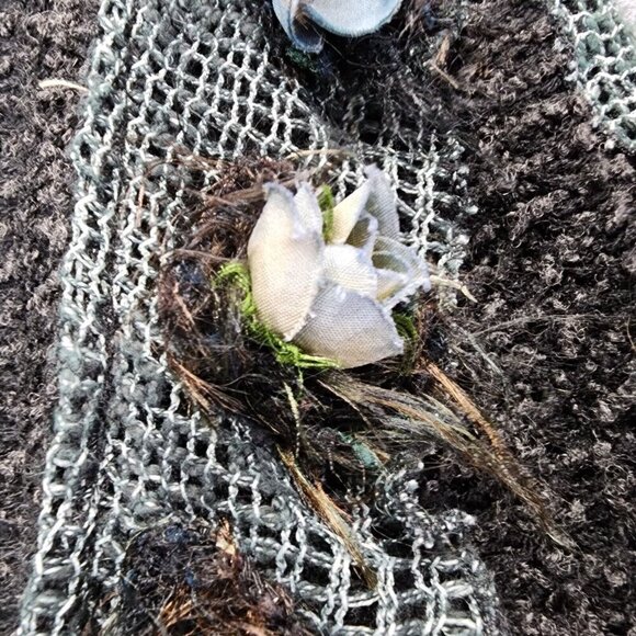 Vintage Art To Wear Cyberpunk Grunge Whimsygoth Knit Sweater Top Flower Gypsy - Picture 5 of 14